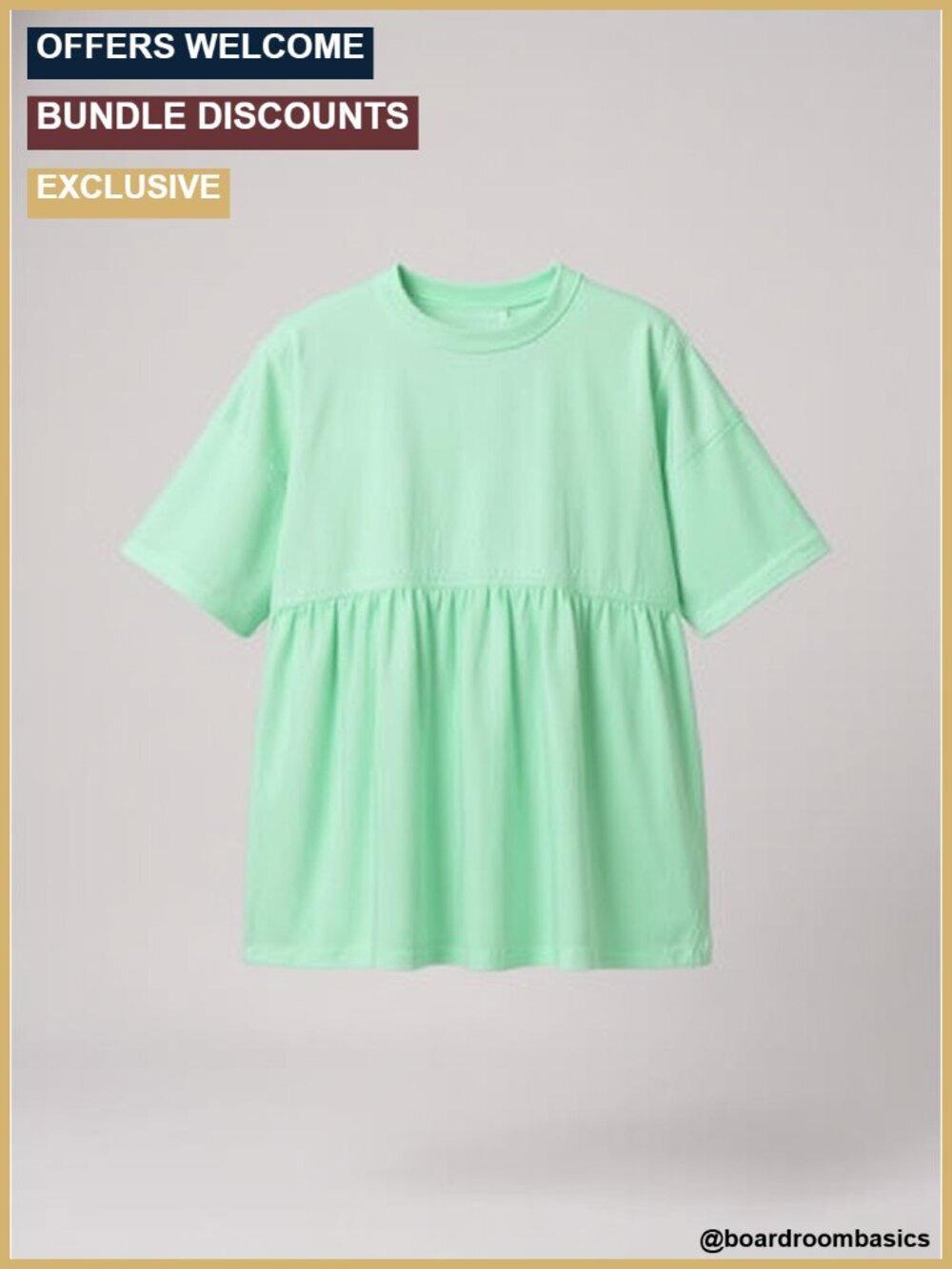 Lace Babydoll Blouse with Ruffle Crewneck and Short Sleeves - Flowy Peplum Top